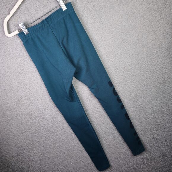 Nike Leggings Womens XS Green Black Spellout Slimming Stretchy Activewear Logo - Picture 3 of 8